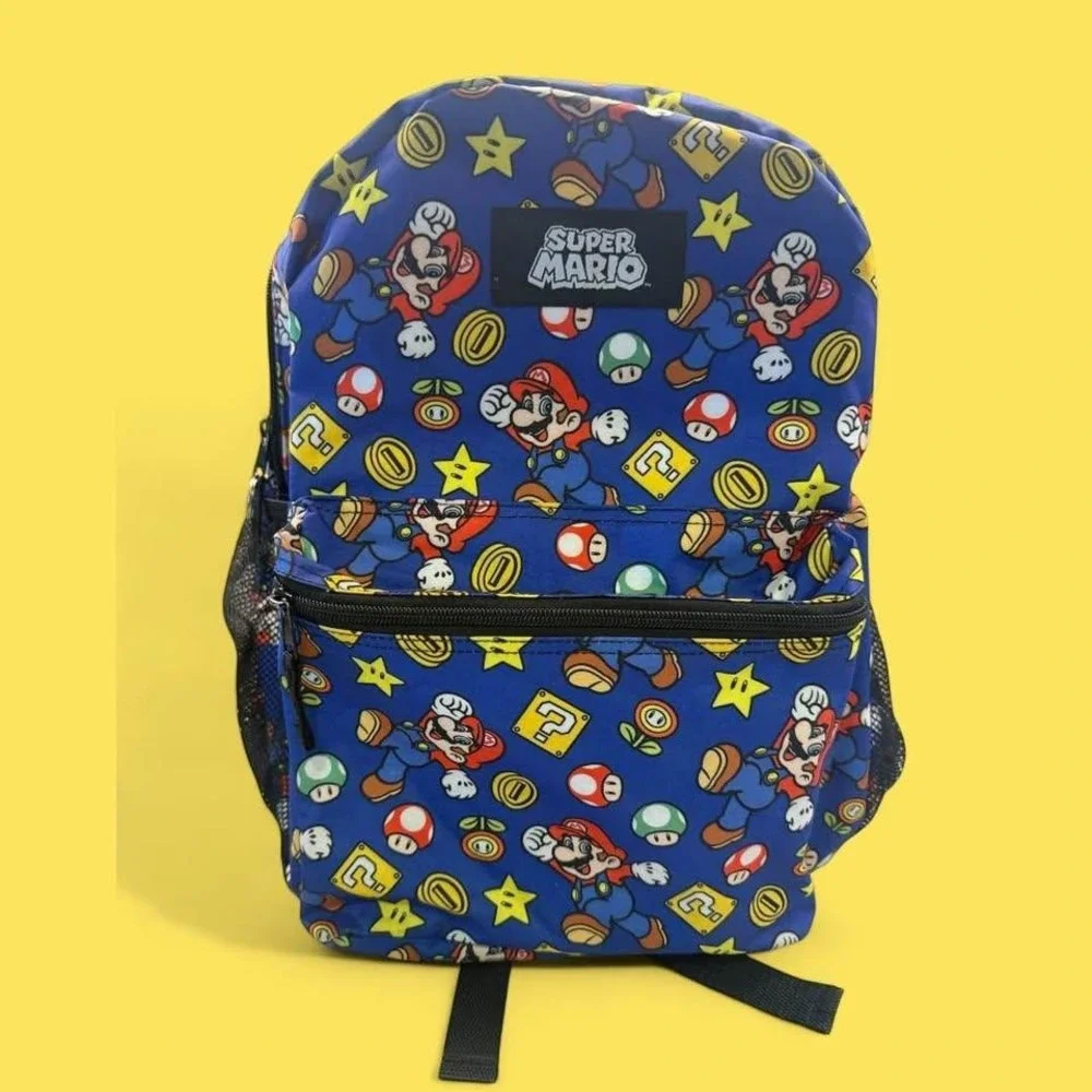 Kids Super Mario‎ Power Ups/Stars/Mushrooms/Mario All Over Print Backpack